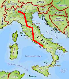 Rome - Amalfi map